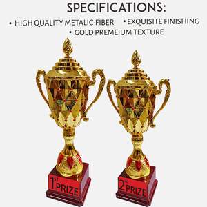 Trofeo Metálico Rojo y Dorado de Primera y Segunda Plaza, Ideal para Eventos como Trofeos de Cricket, Premios Deportivos, Academias, Escuelas - Product Image 5