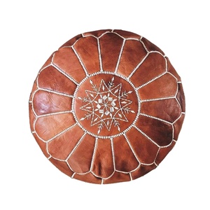 STUFFED- Brown Tan <b>Moroccan</b> Pouf Leather Pouf Ottoman Pouffes <b>Moroccan</b> Home <b>Decor</b> - Product Image 1