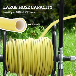 Carrello Porta Tubo in Acciaio da 30m/15m per Tubi da 5/8" Nero - Carrello Portatile per Tubo dell'Acqua (Tubo Non Incluso) - Product Image 4