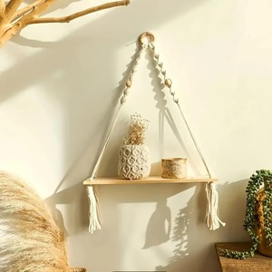 High End Quality Macrame Wall Hanging Shelf With Wooden Base For Kids Room Decor Shelf For Soft Toys And Light Items From India - Product Image 3