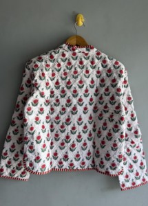 <b>Quilted</b> Floral Cotton <b>Jacket</b> Women's Autumn Long Sleeve Button Closure Red White <b>Pattern</b> Embroidered Coat gift for her - Product Image 6