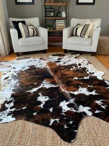 Tapis en cuir de vachette véritable, résistant aux taches, motif animal, décoration d'intérieur, tapis de sol pour salon - Product Image 2