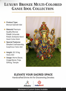 พระพุทธรูปพระพิฆเนศทองสัมฤทธิ์หลากสีสัน งานฝีมือเพ้นท์ด้วยมือ เหมาะสำหรับเป็นของขวัญทางจิตวิญญาณ ตกแต่งบ้าน และวัดตามหลักวัสดุศาสตร์ - Product Image 6