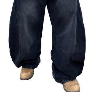Jeans de Mezclilla Anchos Negros para Hombre, 100% Algodón, Estilo Vintage Lavado, Corte Holgado, Casual, Streetwear, Pantalones Baggy, Moda Hip Hop Relajada - Product Image 6