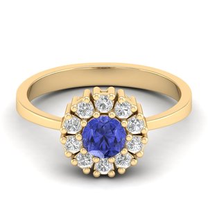 Bague REYES en argent sterling 925 avec moissanite certifiée GRA, taille ronde, 0,5 carat, pierre précieuse tanzanite, halo, pour femme, bijoux fins - Product Image 6