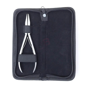 Custom Logo Black Leather Pouch Flat Tip Hair <b>Extension</b> Pliers Micro-<b>Beads</b> Stainless Steel Hair <b>Extension</b> Tool - Product Image 6