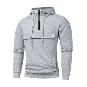 Sweat-shirt à capuche noir zippé, coupe ajustée, en polyester tricoté, décontracté, pour l'automne, avec poche avant - Product Image 4