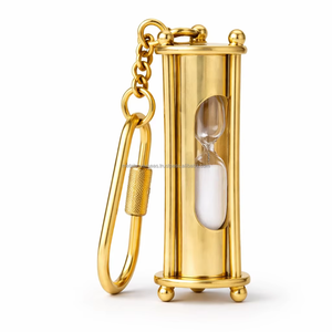 พวงกุญแจนาฬิกาทรายทองเหลืองวินเทจขนาดเล็ก  ตกแต่งด้วยทอง  เหมาะสำหรับเป็นของขวัญและของที่ระลึก - Product Image 1