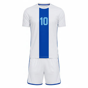 Uniforme de Fútbol Sublimado Personalizado OEM, Unisex, 100% Poliéster Transpirable, Ropa de Equipo con Impresión de Nombre y Número, Camiseta de Fútbol Blanca - Product Image 1