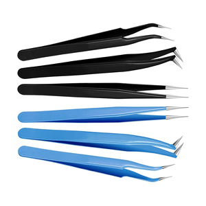 GETUP BROSONS IMPEX Pince à épiler en acier inoxydable à pointe fine et lisse 10 mm, prise en main précise, noir et bleu, outils de maquillage pour - Product Image 3