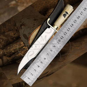 Cuchillo Bowie Hecho a Mano de Acero D2 con Mango de Hueso de Camello, Guarda de Latón y Funda de Cuero Fino, Cuchillo Vikingo, Cuchillo para Exteriores - Product Image 6