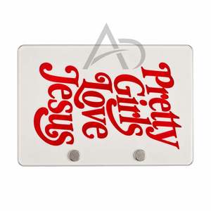 Azulejo Acrílico Religioso con Diseño 'Pretty Girls Love Jesus', Azulejo Sostenible con Fuente Retro, Azulejo Blanco con Imanes, OEM - Product Image 3