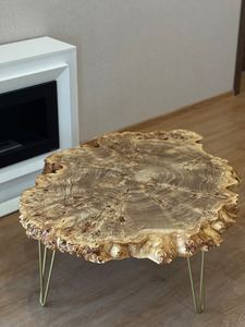 Live Edge Wood Slice <b>Coffee</b> <b>Table</b> Rustic Natural Tree Ring Design Handmade Irregular Shape Indoor Furniture Living Room Decor - Product Image 5