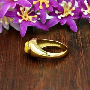 แหวนตราประทับลายดอกดาเลียสีฟ้าเทอร์ควอยซ์ ทอง 14K เวอร์เมล แหวนสไตล์โบโฮ เครื่องประดับทำมือ - Product Image 5
