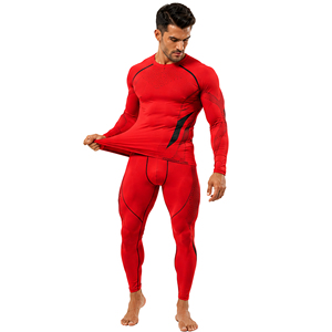 Ensemble de survêtement de compression pour homme personnalisé, haut et pantalon de sport à manches longues, haute élasticité, respirant, séchage rapide, vêtements de sport pour la gym et le fitness - Product Image 1