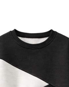 Sweat-shirt personnalisé noir et blanc pour femme, col rond, coupe décontractée, oversize, hiver, mode sur mesure - Product Image 5