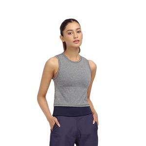 เสื้อกล้ามถักสีเทาสำหรับผู้หญิง คอกลม สีพื้น สไตล์สปอร์ต ลำลอง ระบายอากาศได้ดี ผลิตจากผ้าสแปนเด็กซ์และโพลีเอสเตอร์ - Product Image 1
