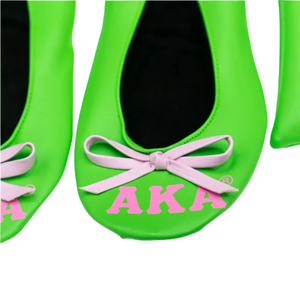 Neon Green and Pink Foldable Ballet <b>Flats</b> with Matching Carrying Pouch Lightweight Portable Travel Shoes for Women Comfort - Product Image 5