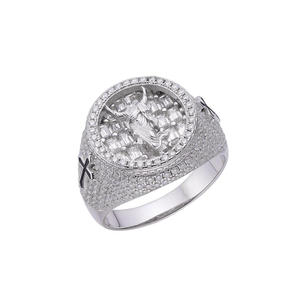 Premium 925 Sterling <b>Silver</b> Lab Grown Diamond Religious Figure <b>Ring</b> With Sparkling Stone Details For <b>Men</b> Wholesale Resellers - Product Image 1