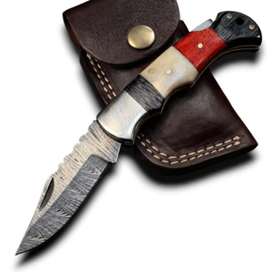 Cuchillo Plegable de Acero de Damasco con Bloqueo Trasero, Profesional para Exteriores, EDC, Caza, Pesca, Camping, Supervivencia, Personalizable, Venta al Por Mayor - Product Image 1