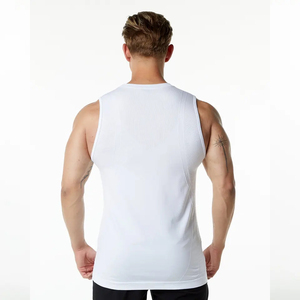 Camisetas sin mangas deportivas para hombre, ajustadas, sin costuras, blancas, elásticas, para entrenamiento. - Product Image 2