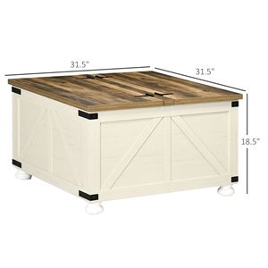 Grande Tavolino da Caffè Quadrato in Stile Rustico con Vano Portaoggetti per Soggiorno, Mobile Centrale in Legno - Product Image 3