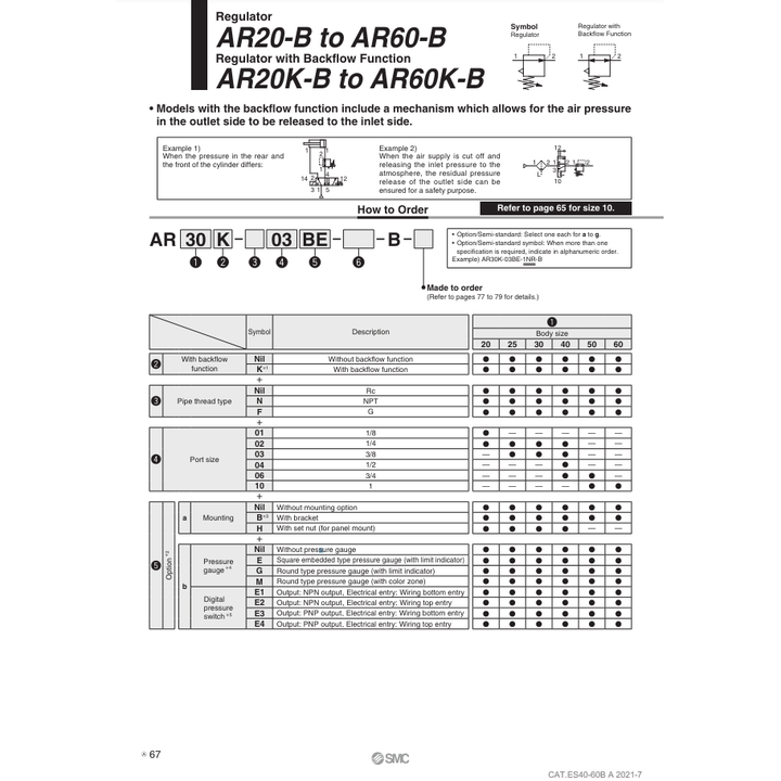 SMC Pneumatics]Regulator AR20-01BG-B| Alibaba.com