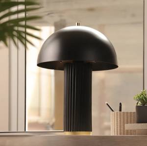 Lámpara de mesa con cúpula de hierro negro y base acanalada |   Lámpara de Escritorio Moderna para Hotel |   Iluminación Contemporánea de Tamaño Mediano E26 AC - Product Image 3