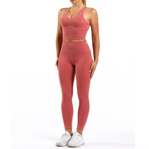 Vente flash : ensembles de sport pour femmes, ensembles de yoga, tenues de gym, vêtements de fitness, ensemble deux pièces réversible uni - Product Image 1