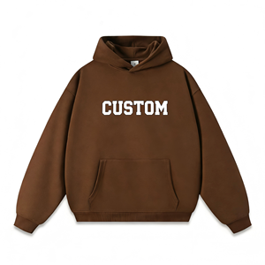 Sweat à capuche personnalisé ODM en molleton bouclette, coupe oversize à épaules tombantes, anti-plis, imprimé en relief, couleurs tendance automne - Product Image 1
