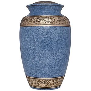 Urne funéraire haut de gamme en laiton bleu pour cendres humaines - Fournitures pour services funéraires - Product Image 1