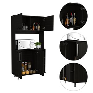 Armadio dispensa Bayshore a 3 ripiani in colore nero wengue per cucina - Product Image 3