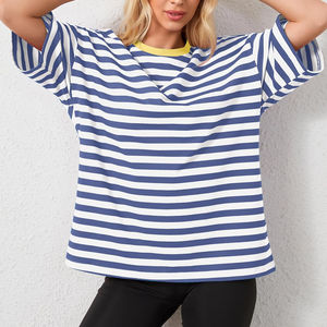 T-shirt décontracté à col rond et manches courtes 100% coton pour femme, coupe oversize, respirant, nouveau t-shirt uni pour femme - Product Image 5