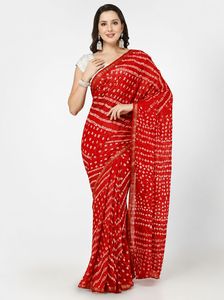 <b>Art</b> Silk Bandhani Saree Handmade Tie Dye Ethnic Wear with Rich Pallu - Product Image 4
