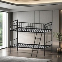 Lit superposé moderne inclinable en métal thermolaqué pour adultes, étudiants, appartement, ferme, hôtel, hôpital, villa, mobilier de chambre à coucher, noir