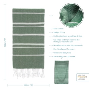 Serviette de plage personnalisée en gros Pure Pestemal serviettes super absorbantes turques avec logo impression personnalisée sans sable 100% coton - Product Image 5