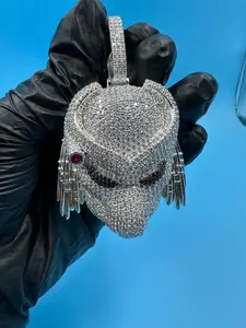 5Ct Round Brilliant Cut Moissanite Predator Women's Sterling <b>Silver</b> <b>Charm</b> Pendant with Gold Plating - Product Image 4