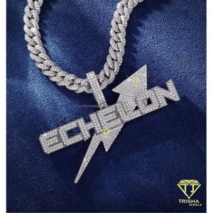 Collar con Colgante de Letra Estilo Hip Hop, Certificado por GIA, Cultivado en Laboratorio, con Rayo de Oro Rodio, Joyería Personalizada al por Mayor - Product Image 4