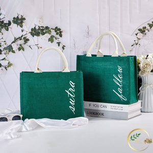 Premium Green Fiber Jute Tote Bag Durable Eco Friendly Reusable Shopping Carry Bag for Retail and Promotion - Product Image 5