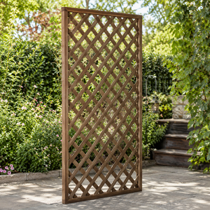 Iron Garden Lattice Trellis Panel Yard <b>Fence</b> Outdoor Climbing Plant Support Privacy Divider Powder Coated Brown - Product Image 2