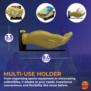 Soporte y Exhibidor de Pelotas Pequeño Moderno de Resina Dorada Hold My Ball con Estante de Almacenamiento Deportivo Montable en Pared - Product Image 6