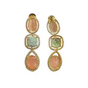 Gold Plated Brass Drop <b>Earrings</b> Zircon Geometric Design Trendy Classic Chandelier <b>Earrings</b> for Women Bohemia Style Party Jewelry - Product Image 3