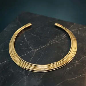 Handmade Brass Hasli <b>Necklace</b> | Gold Polished Brass Collar Choker | Tribal Ethnic Statement Neck <b>Ring</b> - Product Image 4