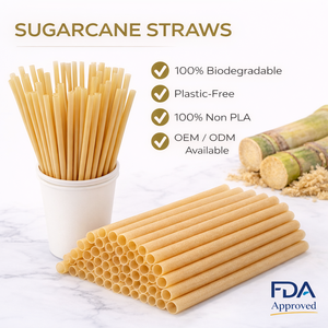 Paille de canne à sucre naturelle 6 x 210 mm Paille de canne à sucre 6 mm 8 mm 12 mm - Product Image 1