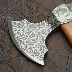 Damascus Steel Double Head <b>Axe</b> Custom Crafted Pattern Steel Tool For Outdoor Work And <b>Camping</b> Double Head <b>Axe</b> - Product Image 6