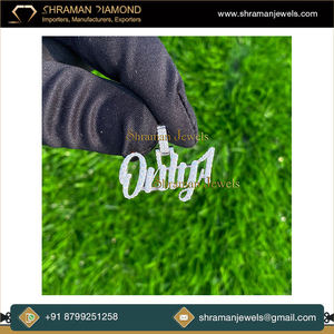 10K <b>Solid</b> <b>Gold</b> Cute Cursive Initial Letter Name <b>Pendant</b> Custom Iced Charms Necklace Lab Grown Diamond Personalized Gifts Him/Her - Product Image 4