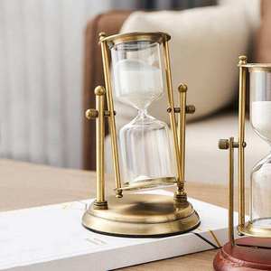 Vintage Handmade Brass Hourglass Sand Timer | Eco-Friendly Glass Sand <b>Clock</b> for Mindful Time Management Home Office Decor Gift - Product Image 2