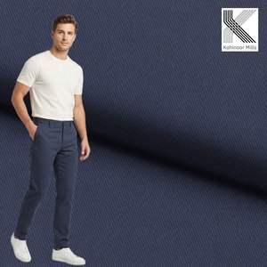 2026 Men's 97% Cotton 3% Spandex Combed Woven Stretch Twill <b>Fabric</b> 250gsm Peach Finish Apparel Pants Material - Product Image 1