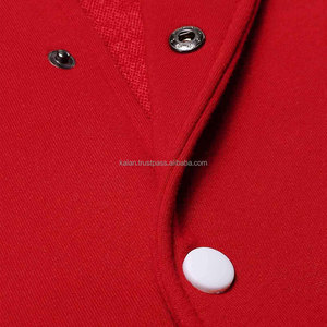 <b>Men's</b> Red White Varsity <b>Jacket</b> Casual Fleece <b>Baseball</b> Coat Turn-down Collar Button Closure Cotton <b>Jacket</b> - Product Image 5