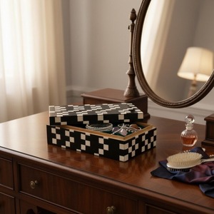 Boîte à bijoux décorative en résine, boîtes à bijoux en résine faites à la main, boîtes décoratives avec incrustations en résine - Product Image 3